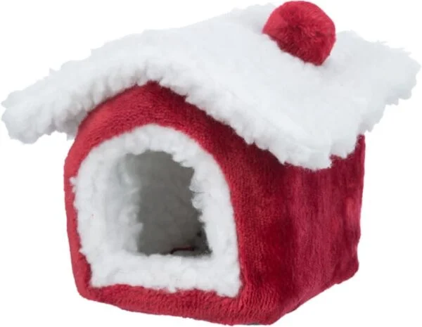 Xmas Cuddly Cave, Degus, 23 × 18 × 24 Cm, Red/White